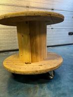 Houten haspel /tafel .. diameter 70cm hoogte 62cm met wielen, Jardin & Terrasse, Tables de jardin, Rond, Bois, Enlèvement