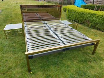 Belgo Chrom (Belgochrom) Bed Met Twee Bijhorende Tafeltjes, Huis en Inrichting, Slaapkamer | Bedden, Ophalen, Gebruikt, Overige kleuren