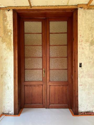 Herenhuis dubbele houten binnendeur met glas