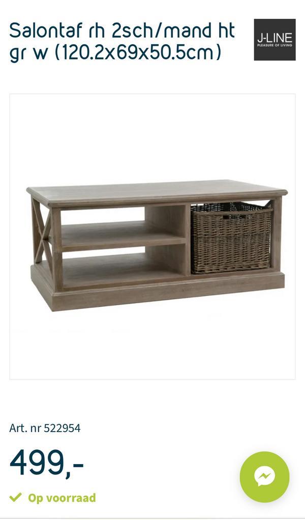 J-line landelijk salontafel, Huis en Inrichting, Tafels | Salontafels, Gebruikt, 50 tot 75 cm, 100 tot 150 cm, 50 tot 100 cm, Rechthoekig