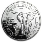 Lot de 2 éléphants en argent de 1 oz de Somalie 2015, Timbres & Monnaies, Métaux nobles & Lingots, Argent, Enlèvement ou Envoi