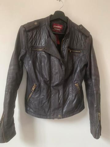 Veste perfecto cuir foncé Superdry S small femme