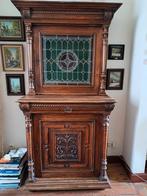 Oude kast met glasraam, Antiek en Kunst, Ophalen