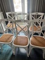 6 stoelen landelijke stijl (Overstock / Exterioo), Huis en Inrichting, Stoelen, Ophalen, Riet of Rotan, Gebruikt, Wit