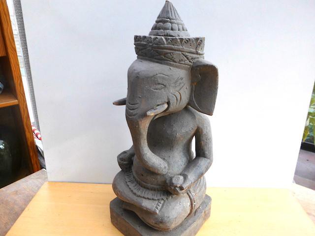 Ganesh beeld in hout / 46 cm x 17 cm, Antiek en Kunst, Kunst | Beelden en Houtsnijwerken, Ophalen of Verzenden