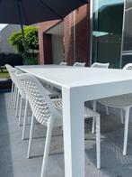 Tuinstoelen en Tafel - witte kunststof - 8 stuks, Tuin en Terras, Ophalen, Gebruikt, Kunststof, Stapelbaar