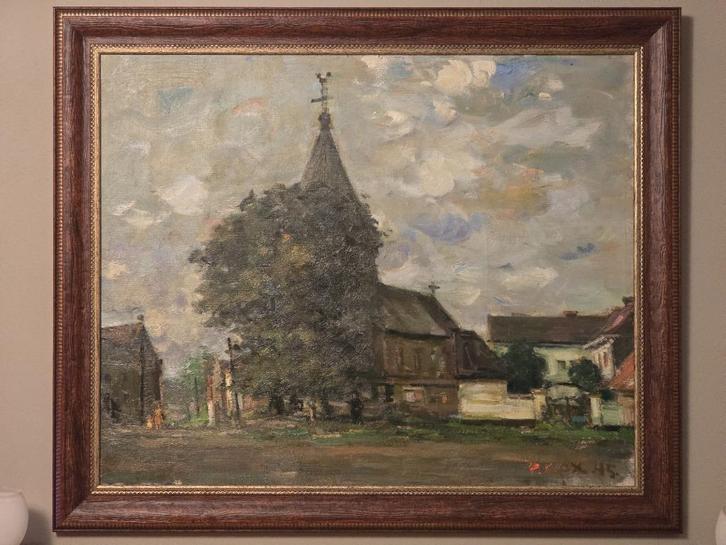 Pierre Cox - olie op doek - Kerk Overrepen, Antiek en Kunst, Kunst | Schilderijen | Klassiek, Ophalen
