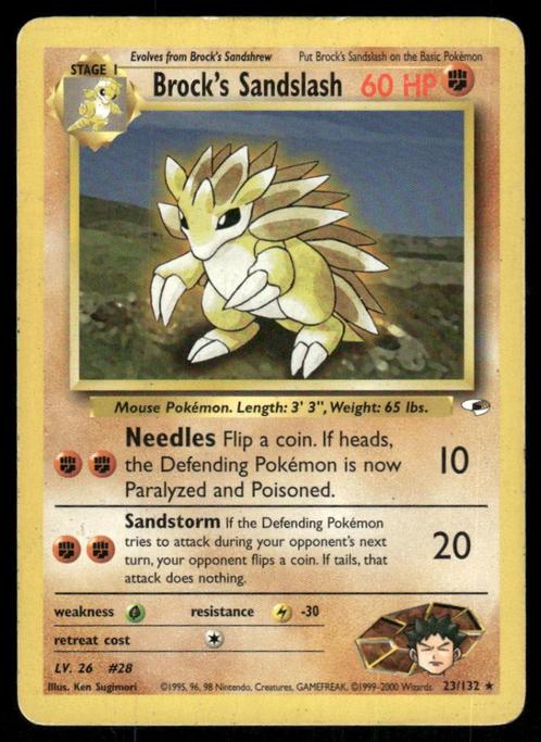 Brock's Sandslash 23/132 - Gym Heroes, Hobby en Vrije tijd, Verzamelkaartspellen | Pokémon, Gebruikt, Verzenden