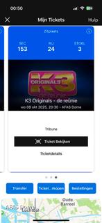 K3 originals 08/10 20h30 70€/ticket, Tickets en Kaartjes