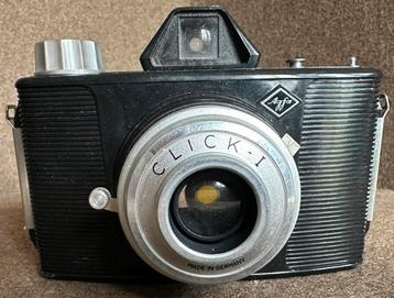 Vintage Agfa Click-I camera met originele leren tas (1950s) beschikbaar voor biedingen
