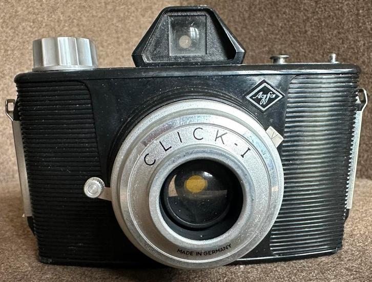 Vintage Agfa Click-I camera met originele leren tas (1950s), Audio, Tv en Foto, Fotocamera's Analoog, Gebruikt, Compact, Overige Merken