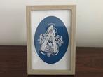 Lijstje kadertje Handwerk Maria met kind achter glas, Ophalen of Verzenden