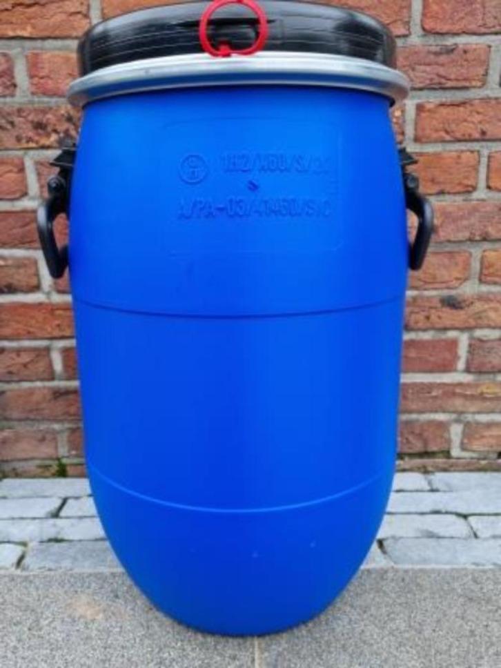 Blauwe vaten,tonnen van 30 L met deksel en klemring, Tuin en Terras, Regentonnen, Nieuw, Kunststof, Minder dan 75 liter, Ophalen