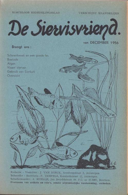 De Siervisvriend - Maandblad jrg. 1955 & 1956, Livres, Animaux & Animaux domestiques, Enlèvement ou Envoi