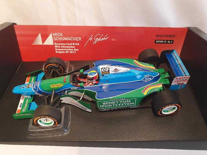 Mick Schumacher Benetton Ford B194 Demo Run 2017 1:18, Hobby en Vrije tijd, Modelauto's | 1:18, Nieuw, Auto, MiniChamps, Ophalen of Verzenden