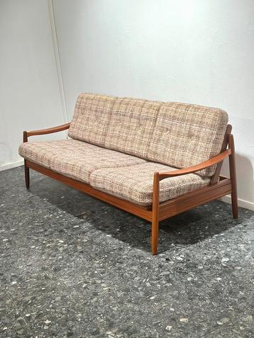 Vintage Deense Midcentury Teak 3-zits bank slaapbank beschikbaar voor biedingen