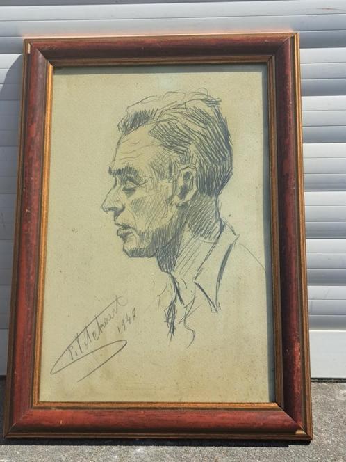 dessin homme signe piet volckaert, Antiek en Kunst, Kunst | Tekeningen en Fotografie, Ophalen of Verzenden