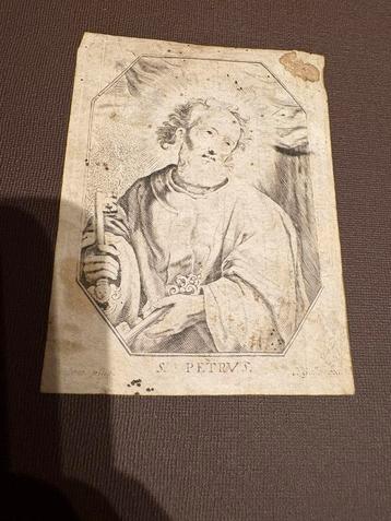 Vroege 19e-eeuwse devotieprent met kopergravure – religeus beschikbaar voor biedingen