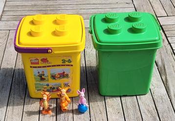 Blocs Lego Duplo 3 seaux Vintage 1998 Winnie l'ourson., Enlèvement, Utilisé
