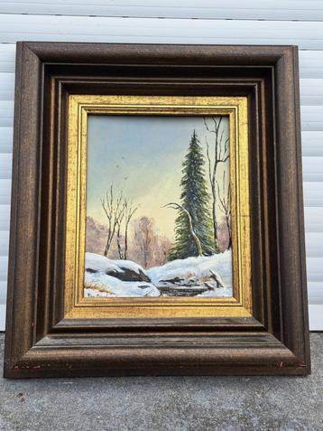 huile sur toile cartonne paysage enneige signe breedam beschikbaar voor biedingen