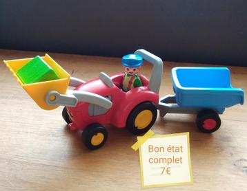 Playmobil 123 tracteur avec pelle et remorque  disponible aux enchères