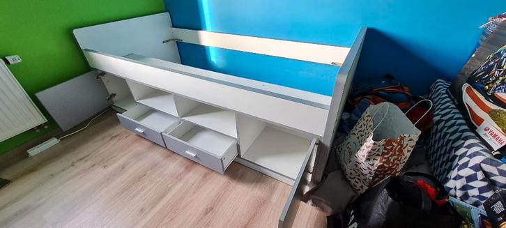 Lit avec tiroir et rangement, Huis en Inrichting, Slaapkamer | Bedden, Zo goed als nieuw, Eenpersoons, 90 cm, 190 cm of minder