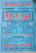 affiche Rock-Ola jazzparade Peanuts Claridge Antwerpen 1955, Ophalen of Verzenden