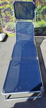 Ligstoel tuin blauw, Tuin en Terras, Ligbedden, Ophalen, Zo goed als nieuw, Aluminium, Inklapbaar