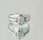 Platinum ring met diamant 0,75 kt F/VS1, certificaat, Bijoux, Sacs & Beauté, Bagues, Comme neuf, Femme ou Homme, Avec pierre précieuse
