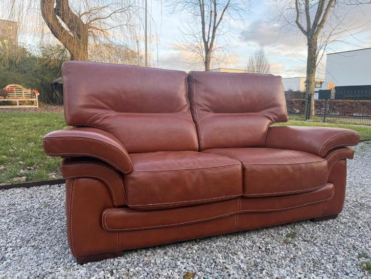 Lederen 2 zit en 3 zit, Maison & Meubles, Canapés | Salons, Utilisé, Banc droit, Quatre personnes ou plus, 150 à 200 cm, 75 à 100 cm