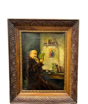 Antiek schilderij op doek beschikbaar voor biedingen