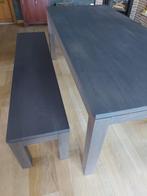 massief houten tafel en zitbank, Huis en Inrichting, Tafels | Eettafels, Ophalen, Gebruikt, 50 tot 100 cm, Vijf personen of meer