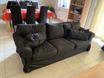 Deux canapés Ikea Ektorp de couleur noire et repose pieds Ek, Enlèvement, Utilisé, Banc droit