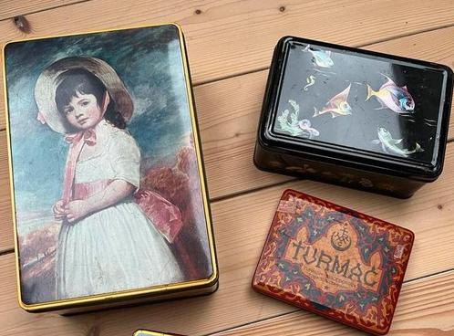 3 blikken dozen Turmac Van Melle vissen - apart te koop, Antiek en Kunst, Curiosa en Brocante, Ophalen of Verzenden