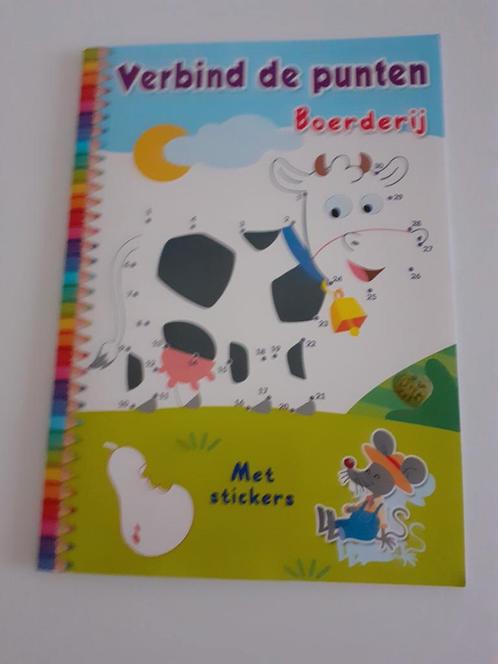 De boerderij: verbind de punten en kleur , met stickers, Boeken, Kinderboeken | Kleuters, Nieuw, Ophalen