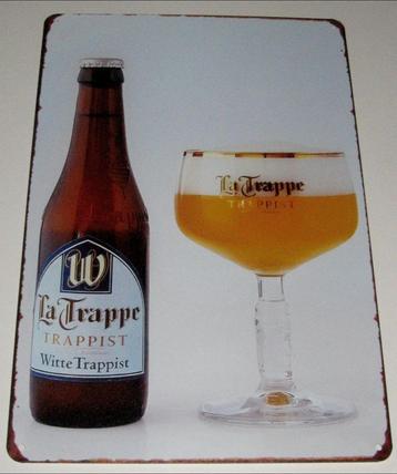 LA TRAPPE : Metalen Bord La Trappe Fles & Glas Trappist Bier