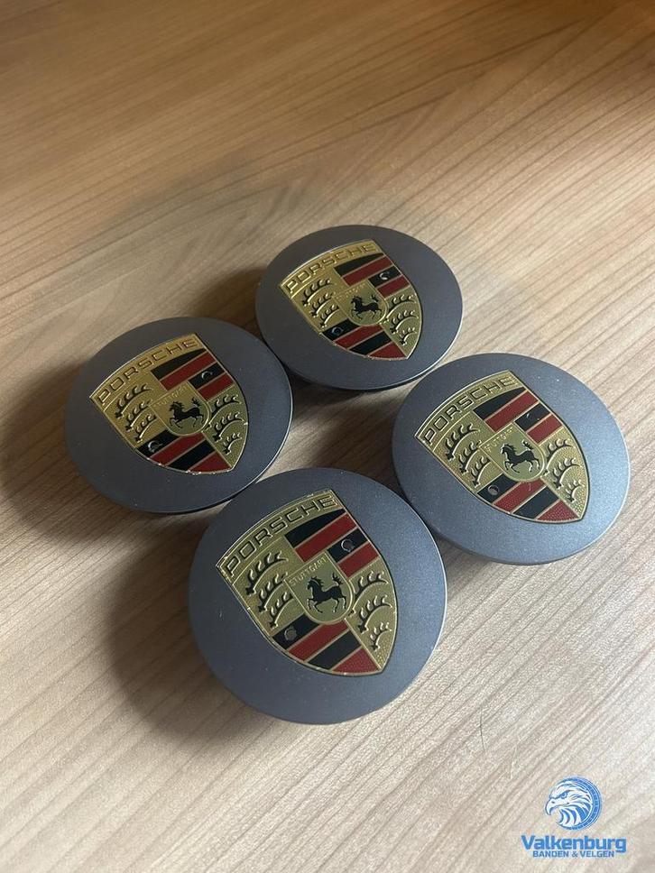 ORIGINELE Porsche Antraciet / Grijs naafkap naafdop set, Auto diversen, Wieldoppen, Gebruikt, Verzenden