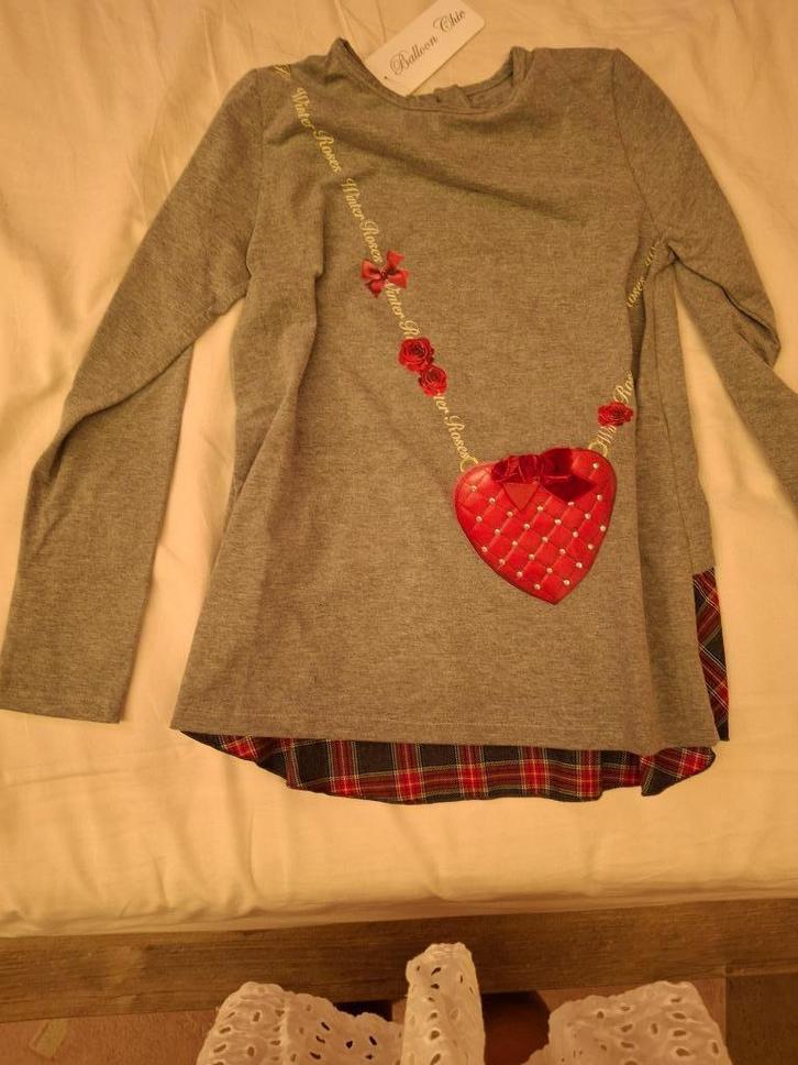 NIEUW grijze longsleeve balloon chic maat 140, Kinderen en Baby's, Kinderkleding | Maat 140, Nieuw, Meisje, Shirt of Longsleeve