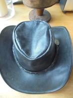 Mooie soepele zwarte lederen hoed "Jacaru" Made in Australia, JACARU, Comme neuf, Chapeau, Enlèvement ou Envoi