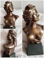 ✓PRACHTIGE JEF LAMBEAUX damesbuste, verguld brons ≈ 53 cm, Ophalen, Brons