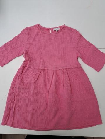 Brede roze jurk van tetra stof, 152 nieuwstaat
