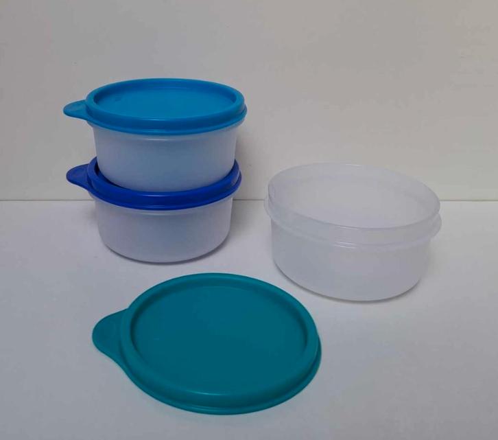 Tupperware™ « Bol Espace » 200 ml x 3 - blanc et bleu, Maison & Meubles, Cuisine| Tupperware, Neuf, Récipient ou Bol, Bleu, Blanc