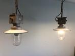 Industriële set Engelse originele vintage fabriekslampen, Huis en Inrichting, Lampen | Hanglampen, Minder dan 50 cm, Gebruikt
