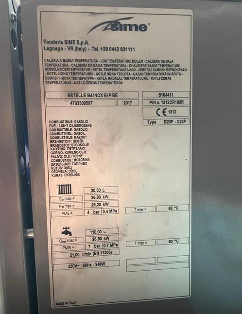 SIME ESTELLE B4 - 2017 - 110 L, Doe-het-zelf en Bouw, Chauffageketels en Boilers, Gebruikt, 100 liter of meer, 6 t/m 10 jaar oud