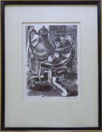 GERARD GAUDAEN / STILLEVEN / ZW-W HOUTSNEDE / 45x35cm KADER, Ophalen of Verzenden