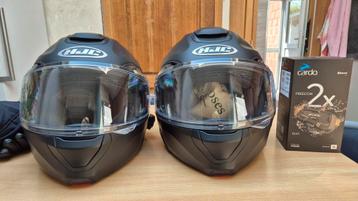 Zwarte motorhelmen HJC RPHA  91 en duo intercom, Seconde main, HJC, Enlèvement, S
