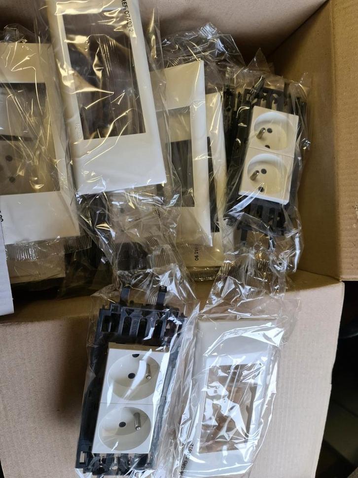 Legrand DLP Mosaic dubbel stopcontact met afdekplaat, Doe-het-zelf en Bouw, Elektriciteit en Kabels, Nieuw, Stopcontact, Ophalen of Verzenden