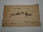 1949 invitation  Mariette Lydis Galeries de l'Art belge, Antiquités & Art, Envoi