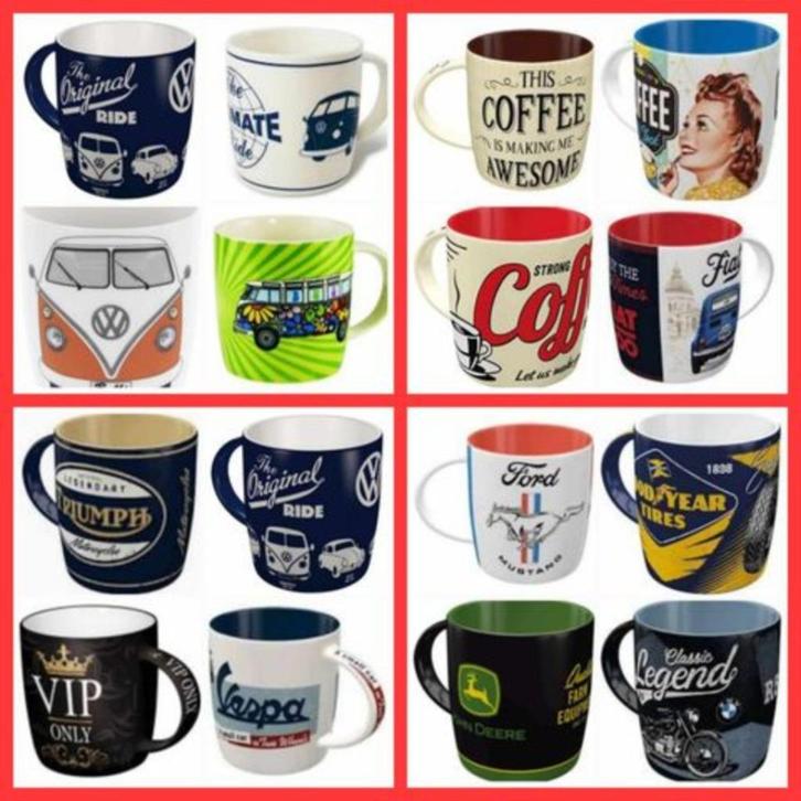 VW BMW Ford Triumph tractor Elvis Honda Kuifje koffie beker, Verzamelen, Merken en Reclamevoorwerpen, Nieuw, Gebruiksvoorwerp