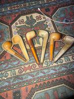 3 antieke pijpen in meerschuim met amber mondstuk, Verzamelen, Ophalen, Zo goed als nieuw